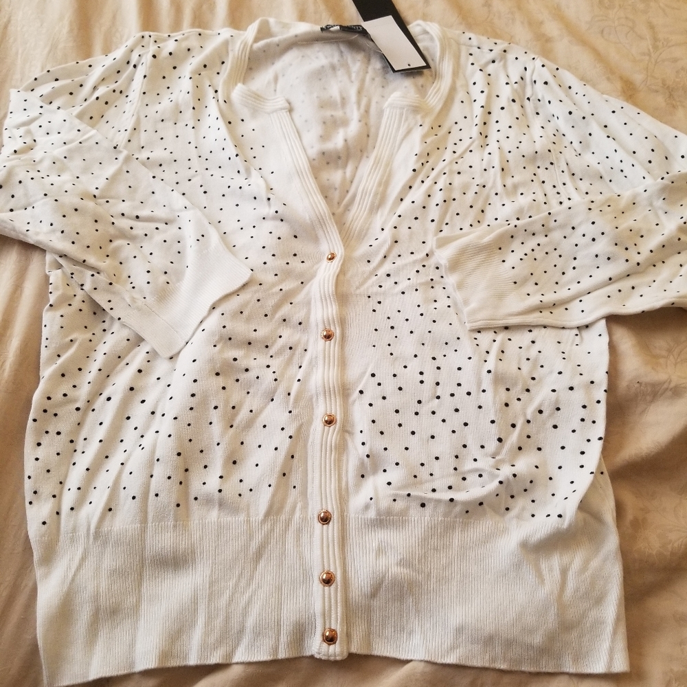 NWT Retro lightweight cardigan v neck polka dot vintage XL